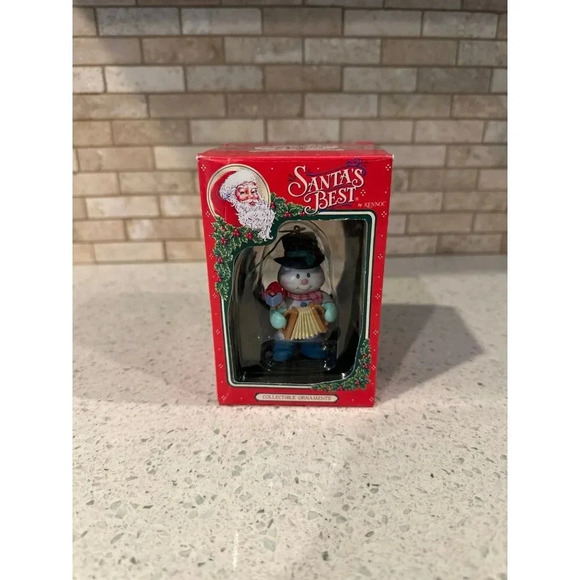 RARE Vintage 1992 Mistletoe Magic Lustre Fame Christmas tree ornament Snow man - Picture 1 of 2